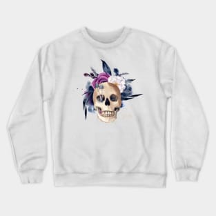 Ethereal Blossoms: Floral Skull Costume Crewneck Sweatshirt